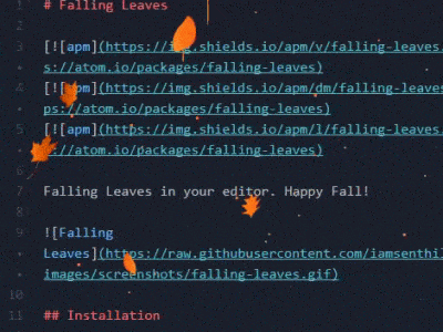 Falling Leaves - Atom Editor Package - Senthilprabu Ponnusamy's Blog